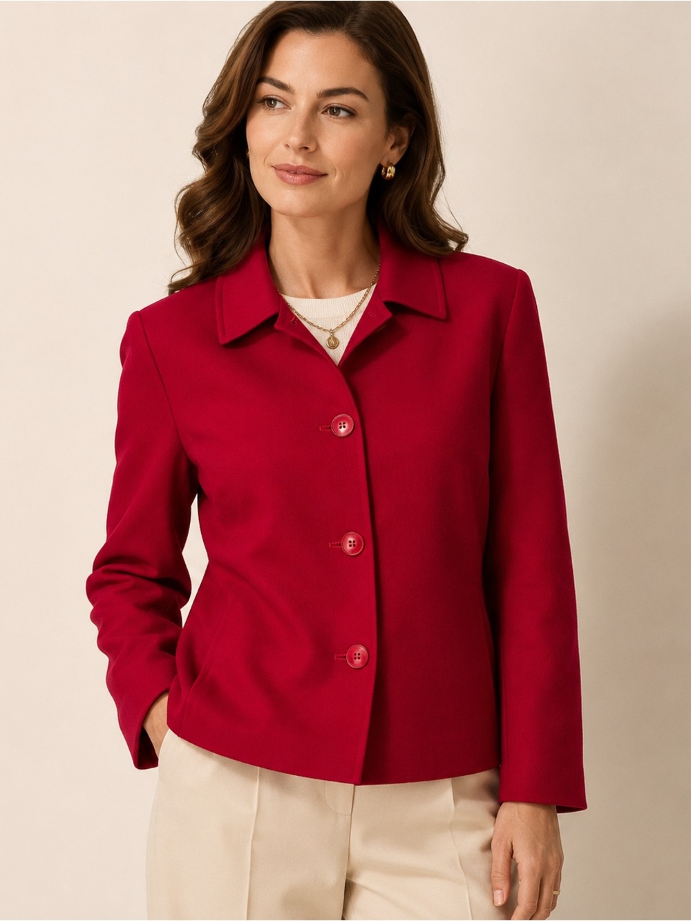 Talbots Vintage Merino Wool Blazer Jacket Made in USA Size 18 Red Classic Lined